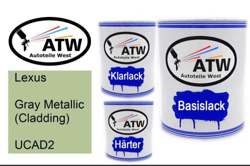 Lexus, Gray Metallic (Cladding), UCAD2: 1L Lackdose + 1L Klarlack + 500ml Härter - Set, von ATW Autoteile West.